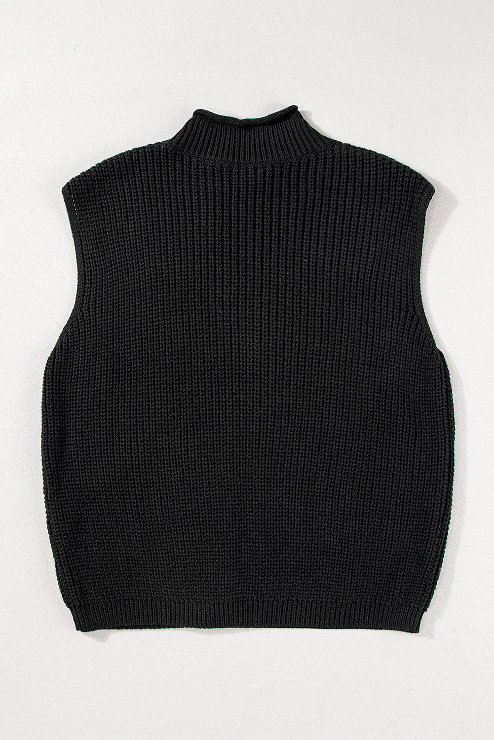 Black Solid Color Dolman Sleeve Twist Cable Knit Top