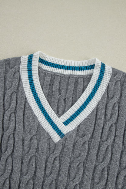 Medium Grey Contrast Fried Dough Twists Sweater