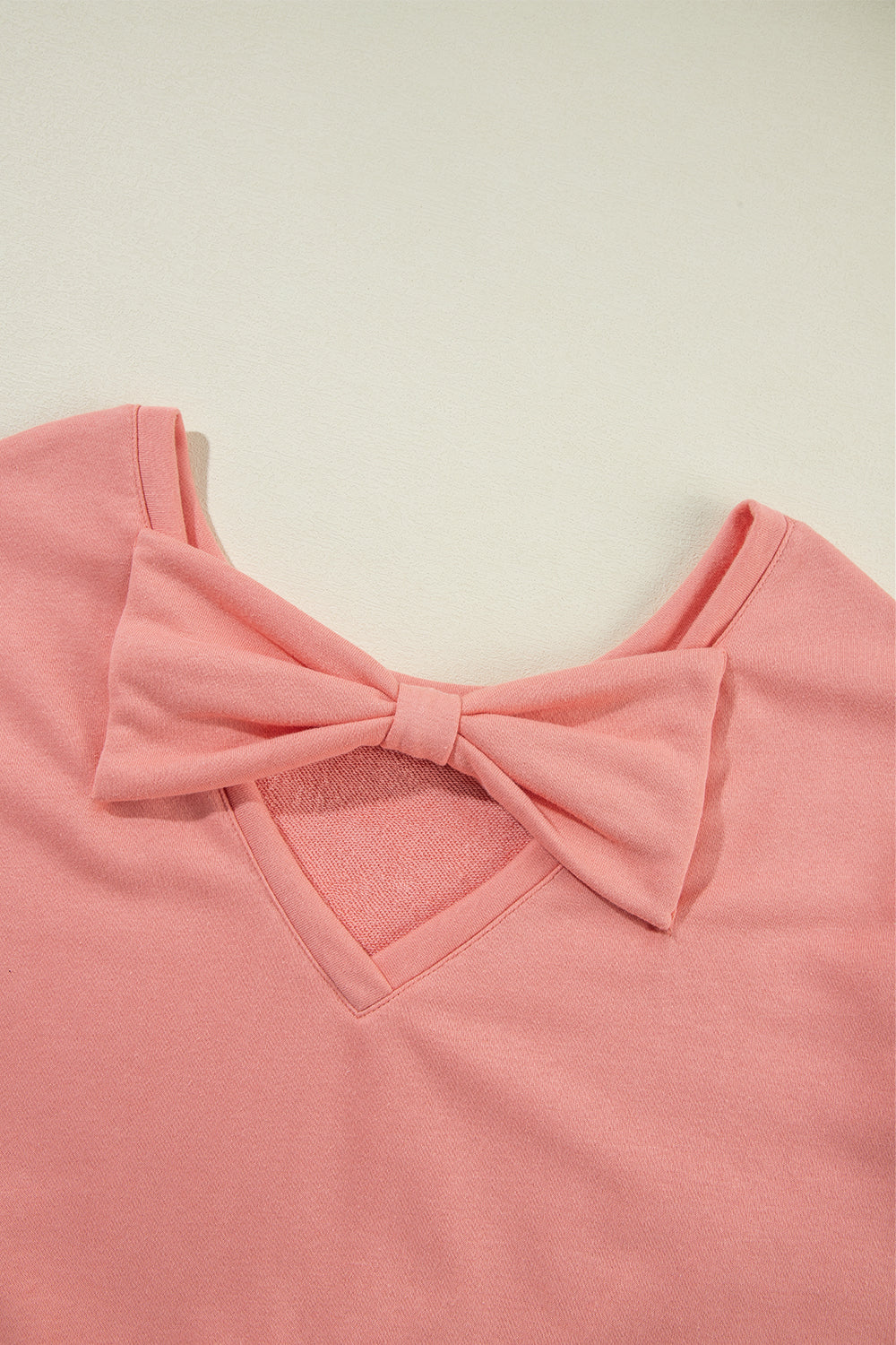 Bowknot Plain Round Neck Sweatshirt