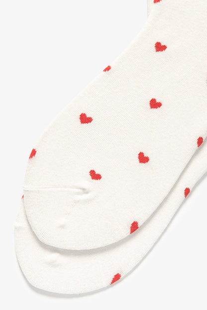 Chaussettes blanches en coton à motif coeur Saint-Valentin