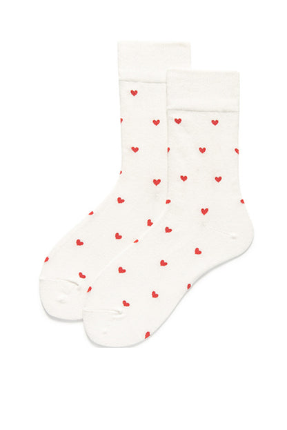 Chaussettes blanches en coton à motif coeur Saint-Valentin