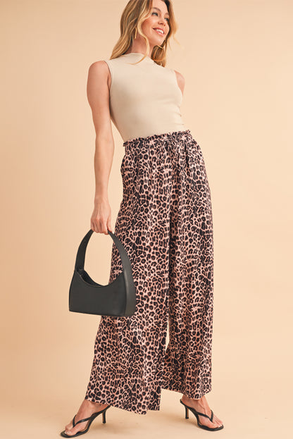 Pantalones anchos con estampado de leopardo boho de Desert Palm