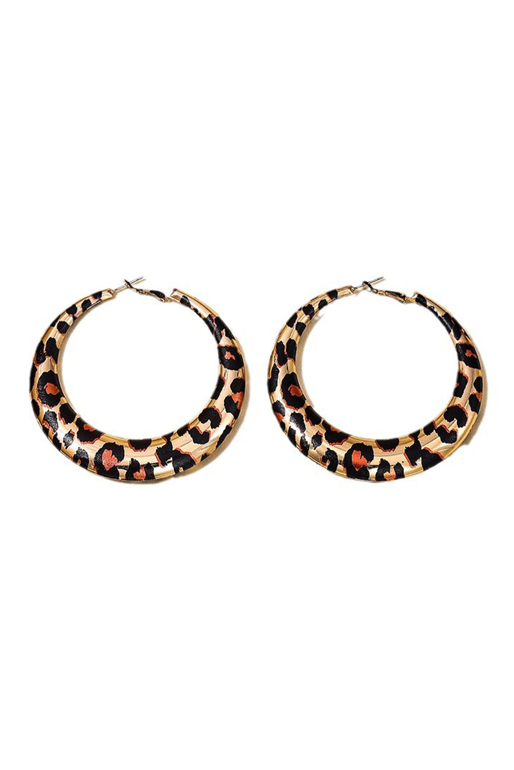 Brown Leopard Print Hoop Dropping Earrings