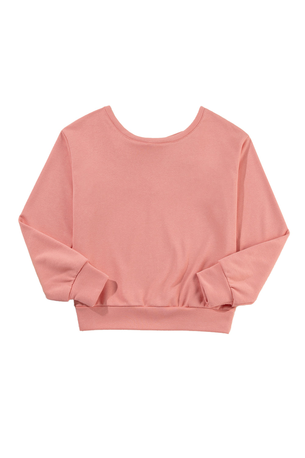 Bowknot Plain Round Neck Sweatshirt