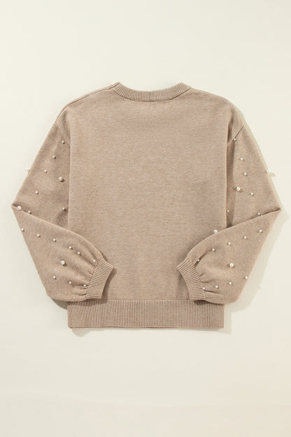 Pearl Drop Shoulder Round Neck Sweater