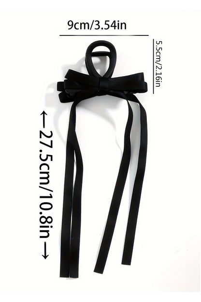 Black Elegant Ribbon Long Tail BowKnot Clip