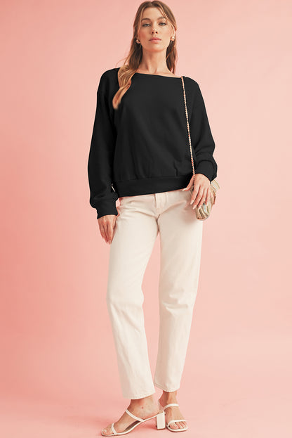 Bowknot Plain Round Neck Sweatshirt