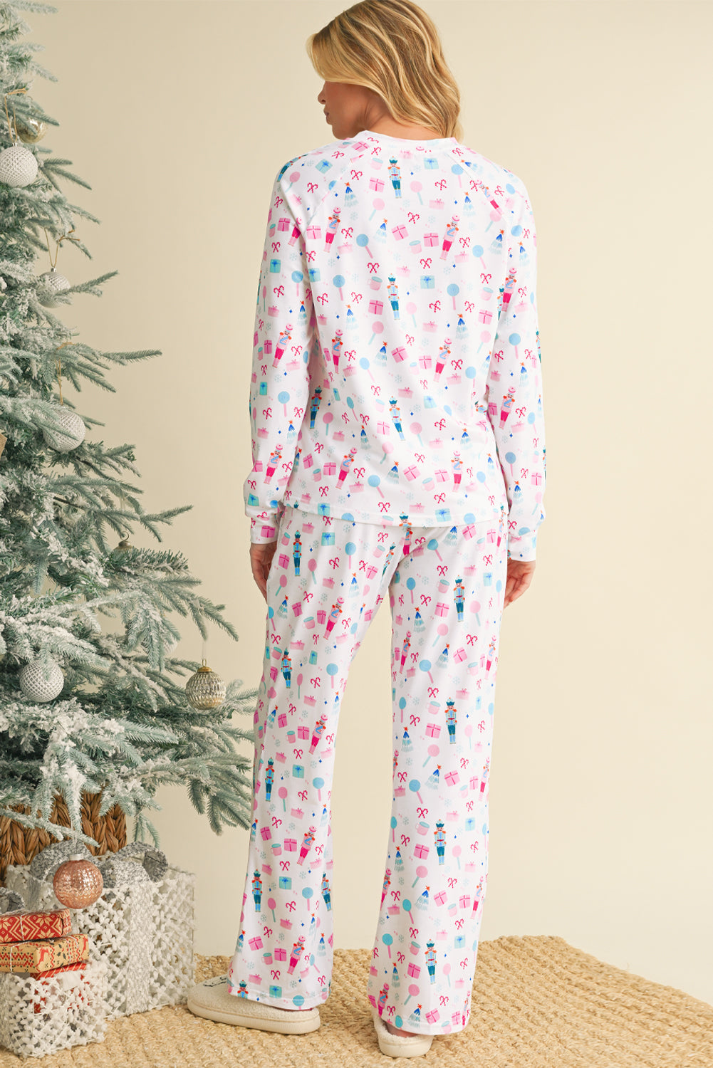 Christmas Nutcracker Top and Wide Leg Pants Pajama Set