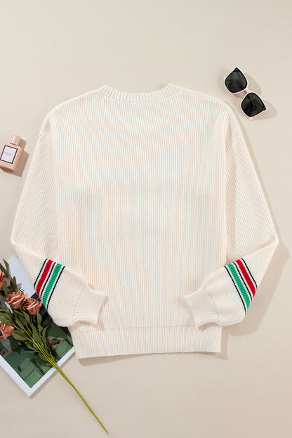 Tinsel Holly Jolly Graphic Round Neck Sweater