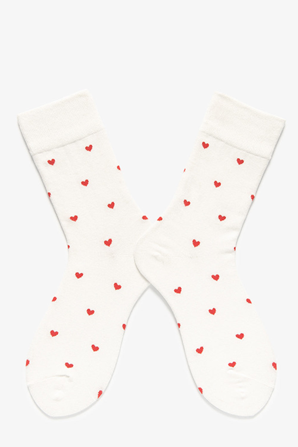 White Valentines Heart Pattern Cotton Socks