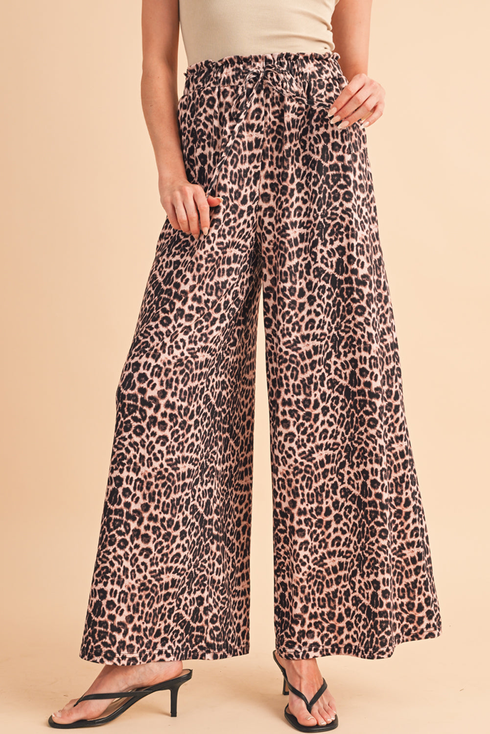 Pantalon large à imprimé léopard style bohème Desert Palm