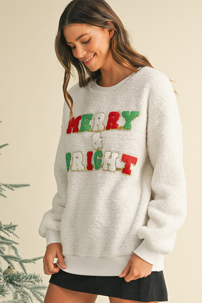 Snow White Merry & Bright Print Fuzzy Sweatshirt