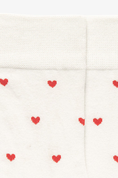 White Valentines Heart Pattern Cotton Socks