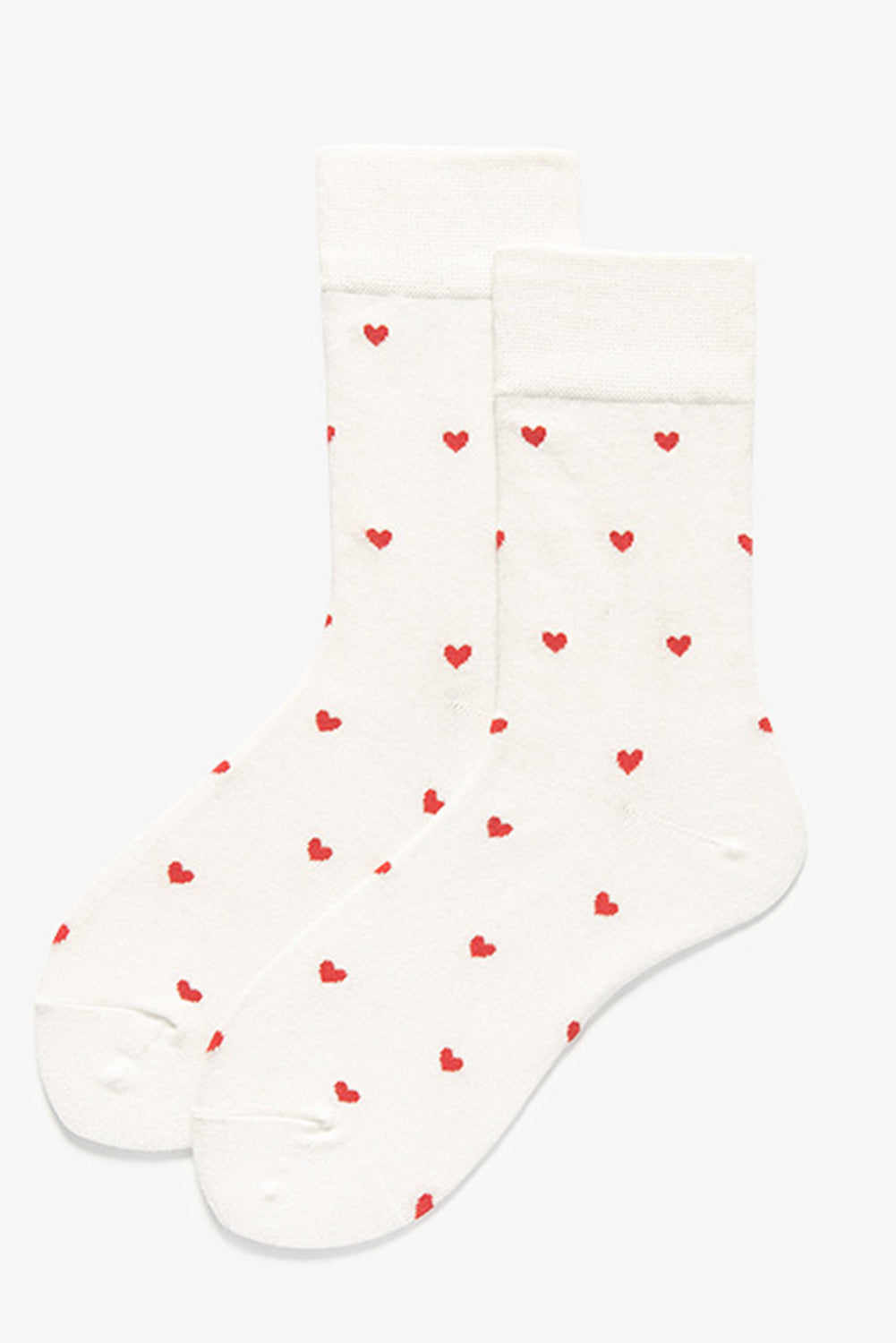 Chaussettes blanches en coton à motif coeur Saint-Valentin