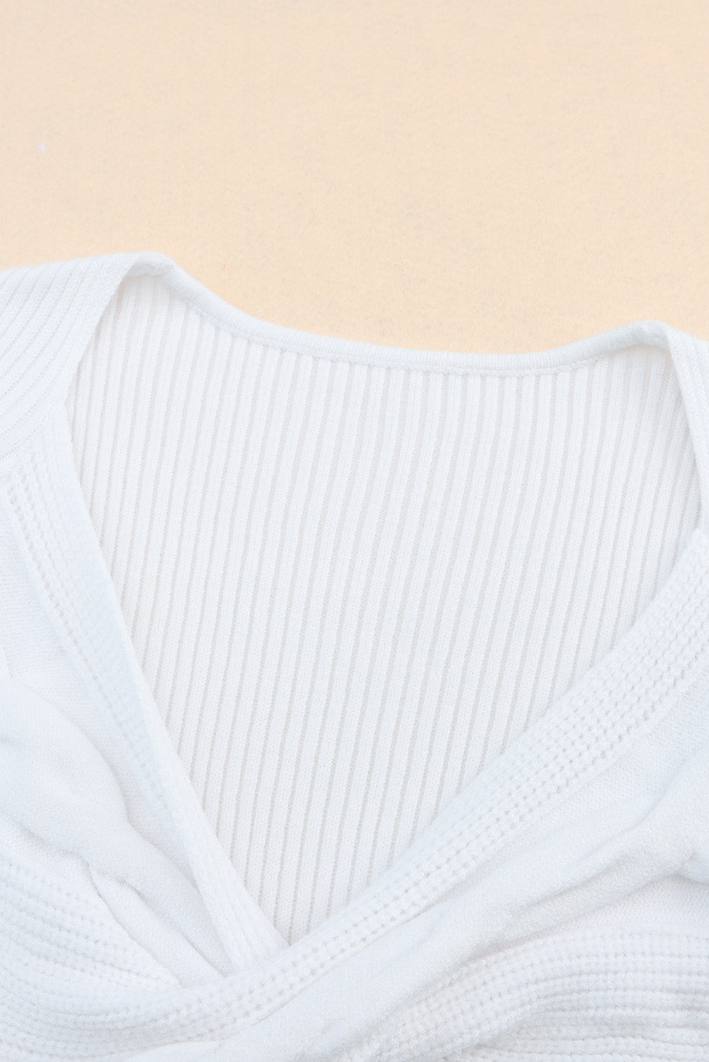 Basic Cable Crossed V Neck Sweater