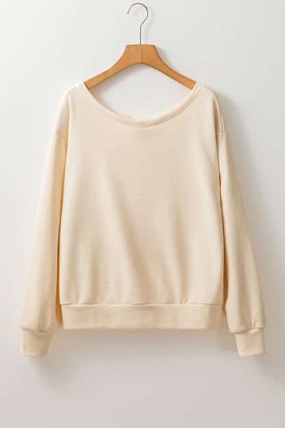 Bowknot Plain Round Neck Sweatshirt