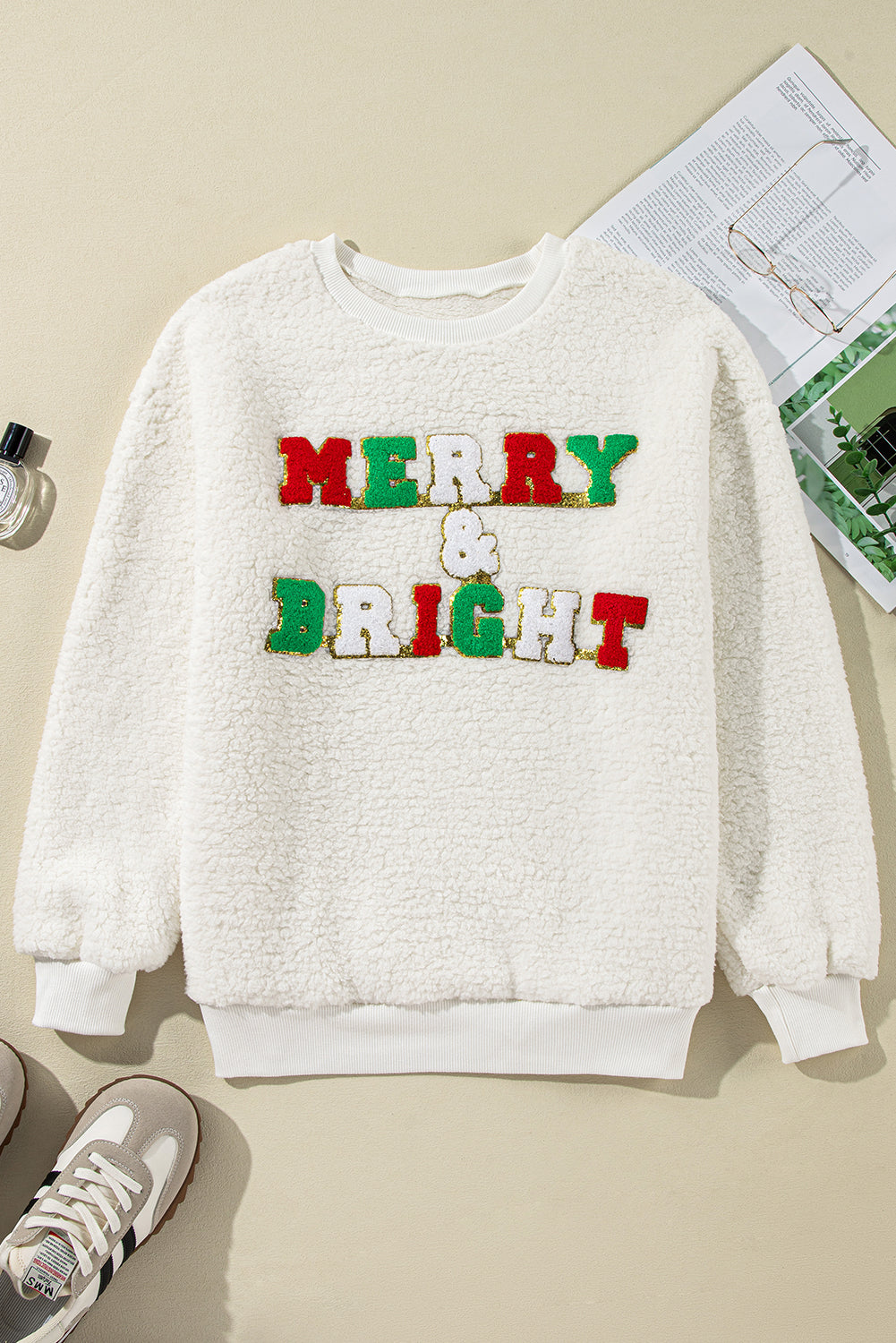 Snow White Merry & Bright Print Fuzzy Sweatshirt