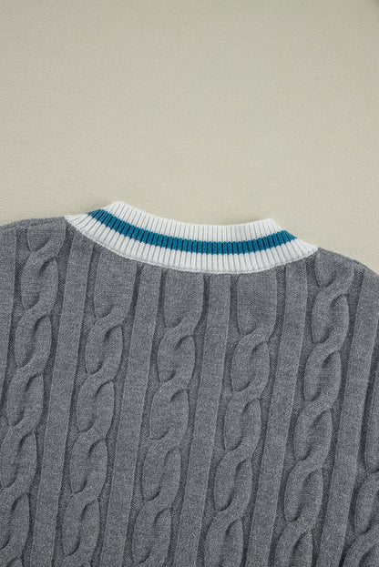 Medium Grey Contrast Fried Dough Twists Sweater