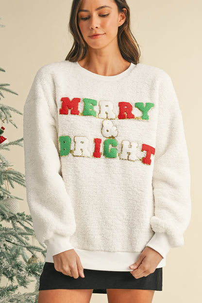 Snow White Merry & Bright Print Fuzzy Sweatshirt