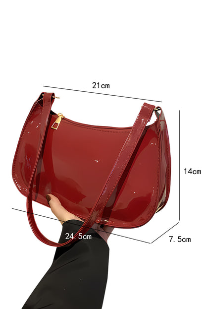 Fiery Red Leather Zipper Shoulder Bag